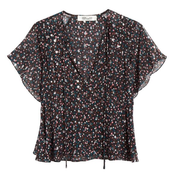 NEW Diane von Furstenberg DVF Mildred Silk-Blend Peplum Top- Work Weekend Style - Picture 4 of 14